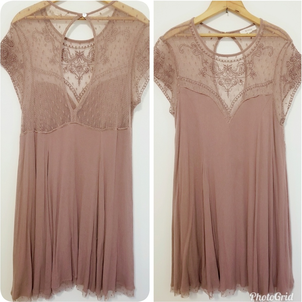 Large Wishlist Mauve embroidered dress tunic top